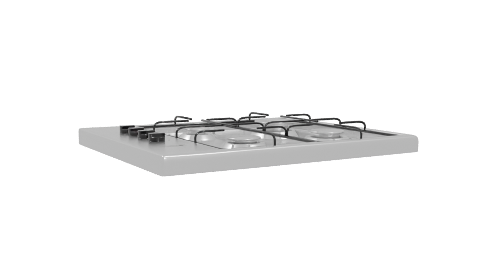 Gas Cooktop 3D Model 60 cm - Professional 3D Model Render 4