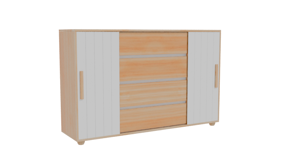 Modern Wooden Storage Cabinet Model - Professional 3D Model Render 10