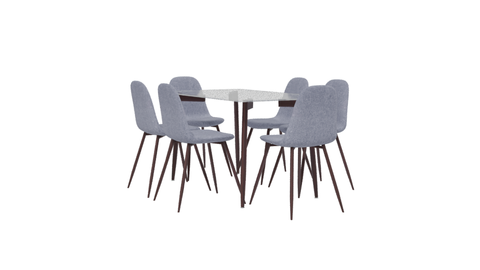 Modern Glass Dining Table Set - Professional 3D Model Render 13