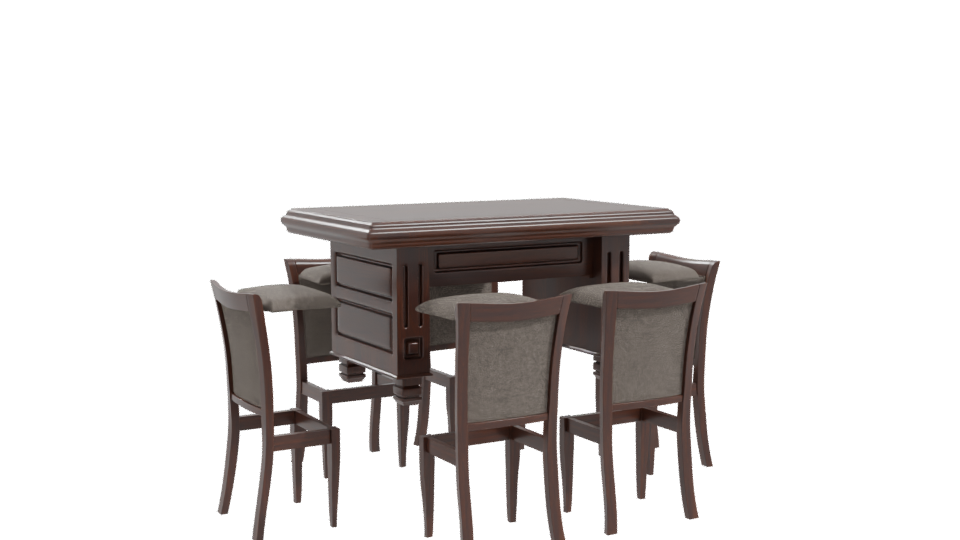 Elegant Wooden Dining Table Set - Professional 3D Model Render 10