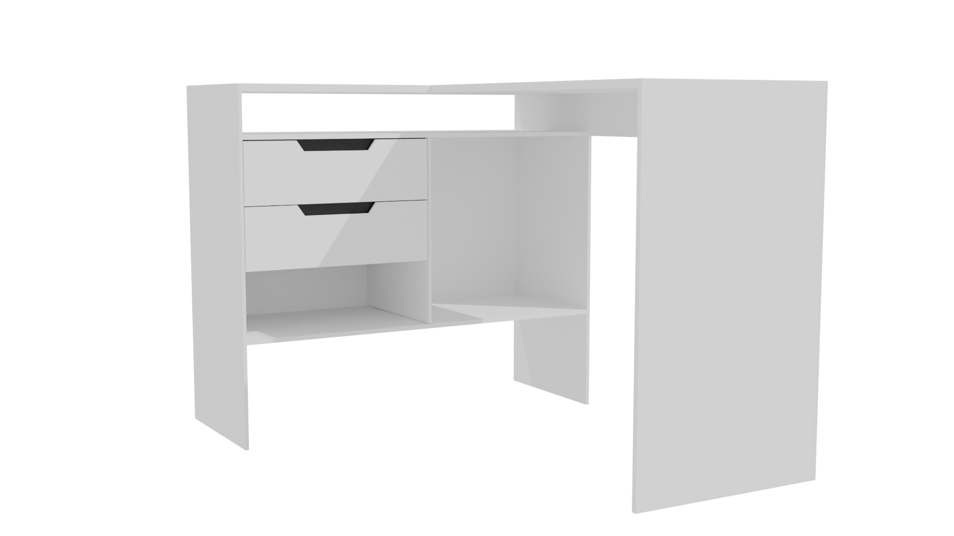 Milan Corner Desk White 3D Model - Professional 3D Model Render 10