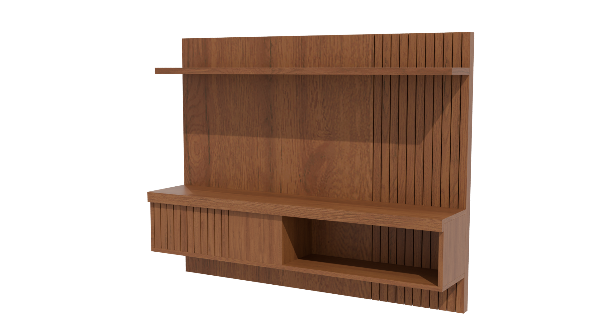 Stylish Modern Wooden Wall Shelf 3D Model - Professional 3D Model Render 12