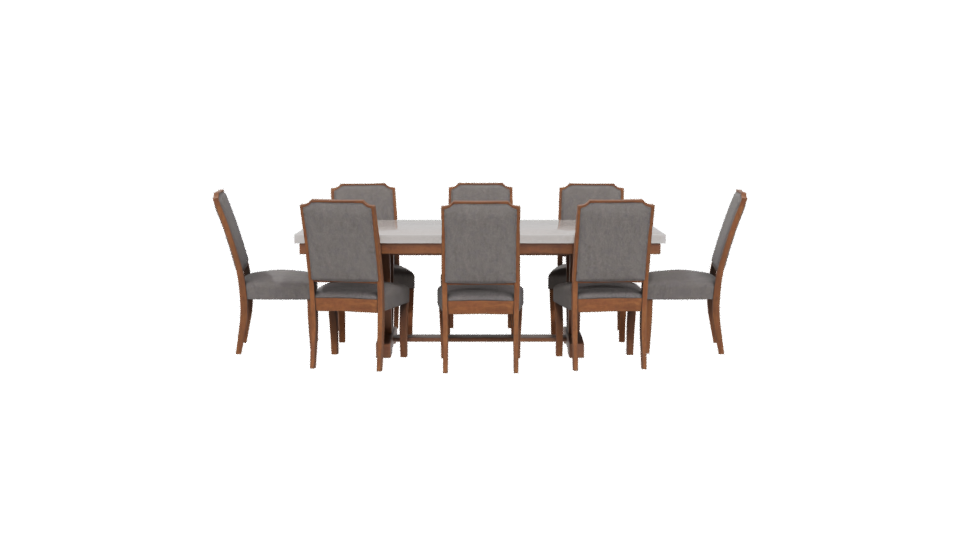 Stylish Wooden Dining Table Set - Professional 3D Model Render 5