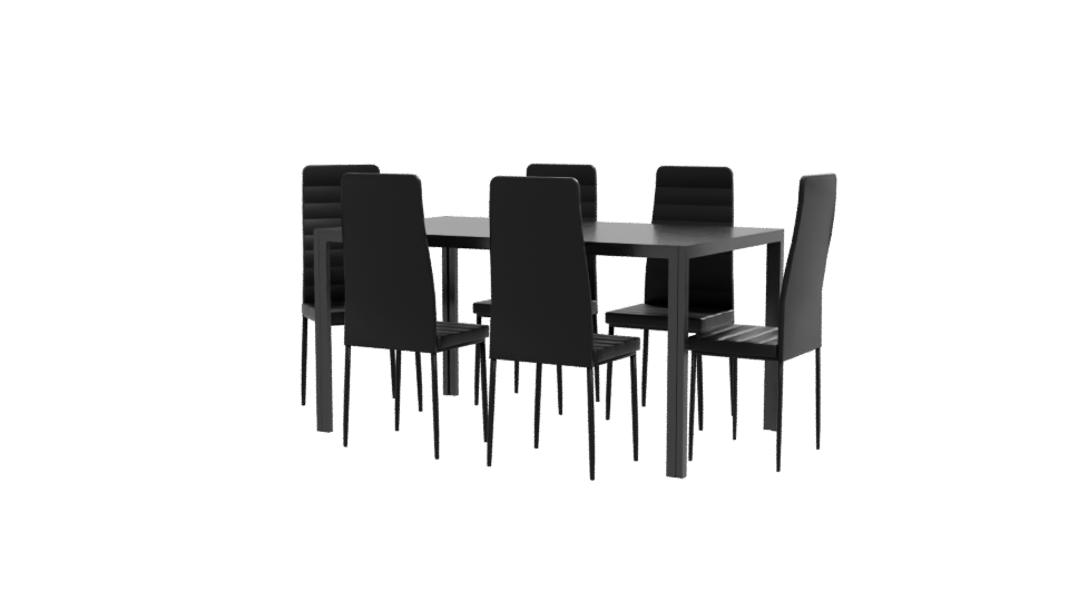 Sleek Modern Dining Table with Chairs 3D Model - Professional 3D Model Render 12