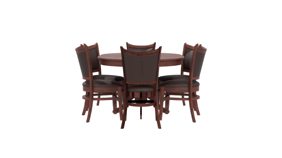 Elegant Circular Dining Table Set - Professional 3D Model Render 5