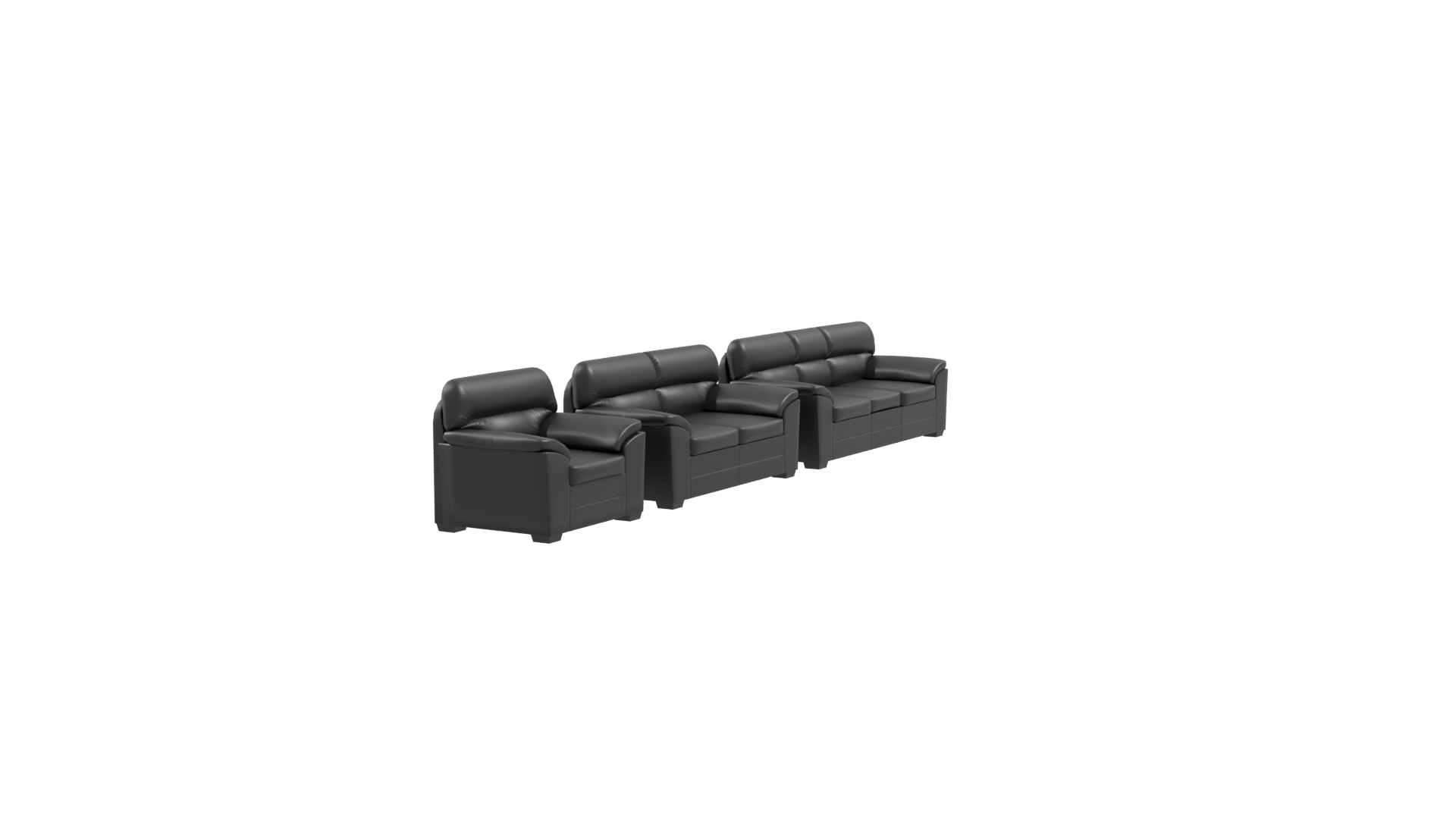 Stylish Black Sofa Set 3D - Professional 3D Model Render 9