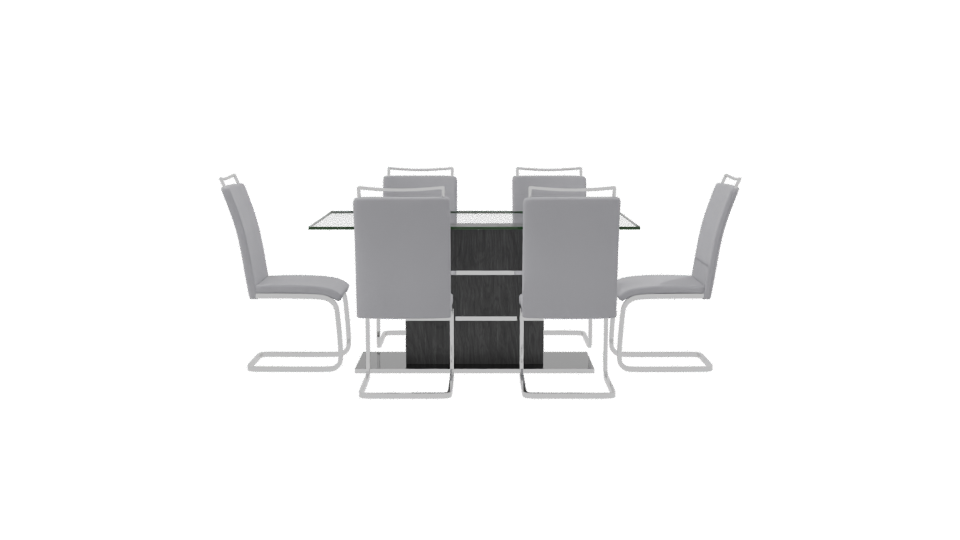 Modern Glass Dining Table Set - Professional 3D Model Render 8