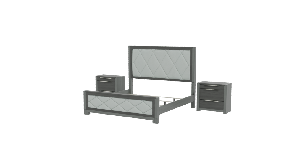 Stylish Bed with Nightstands 3D - Professional 3D Model Render 12