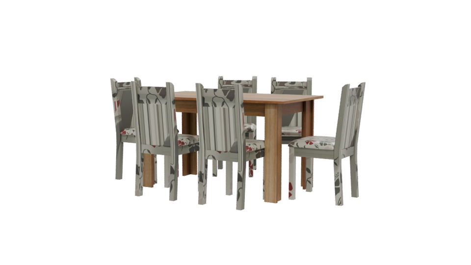 Stylish Wooden Dining Table Set - Professional 3D Model Render 12