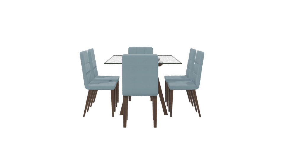 Stylish Glass Dining Table Set - Professional 3D Model Render 2