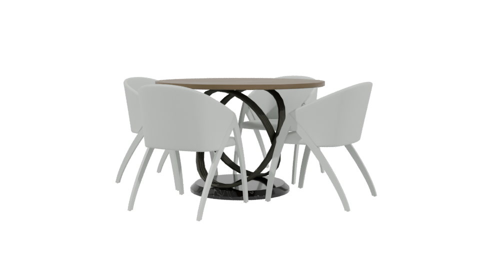 Modern Round Table Set 3D - Professional 3D Model Render 3