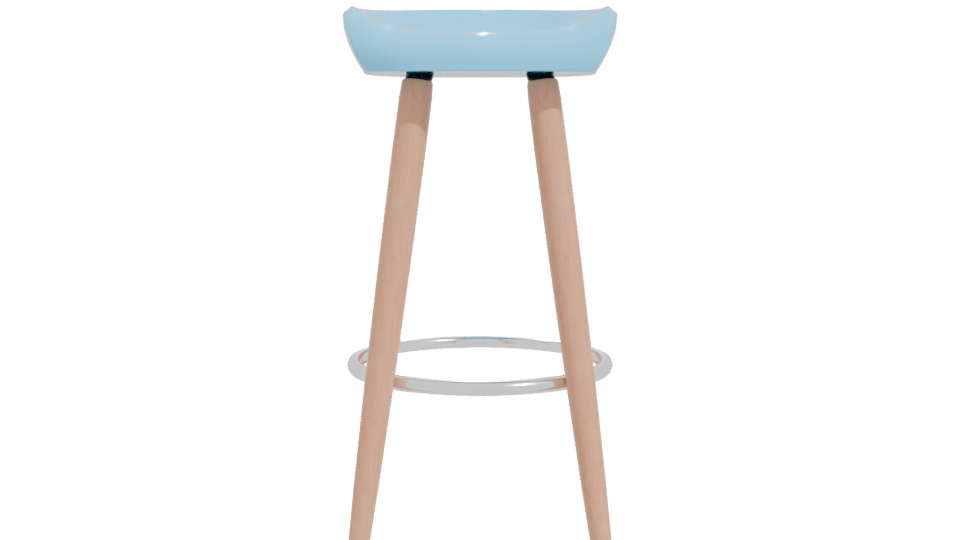 Contemporary Bar Stool with Wooden Legs 3D Model - Professional 3D Model Render 11