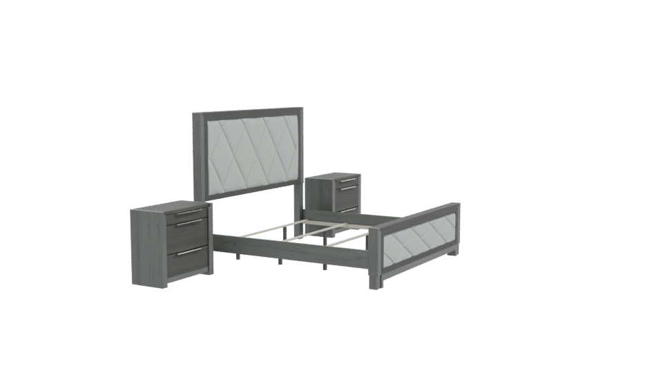 Stylish Bed with Nightstands 3D - Professional 3D Model Render 9