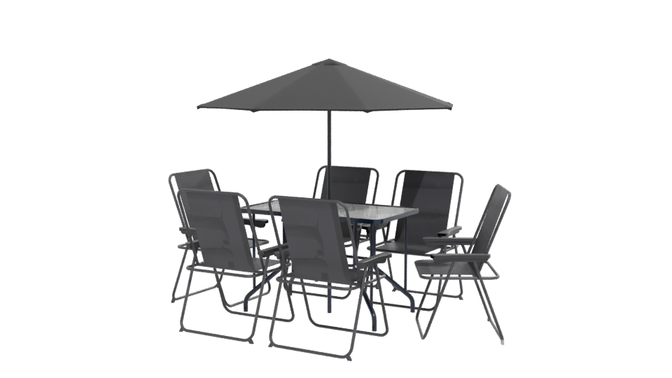 Stylish Outdoor Dining Set with Umbrella 3D Model - Professional 3D Model Render 12