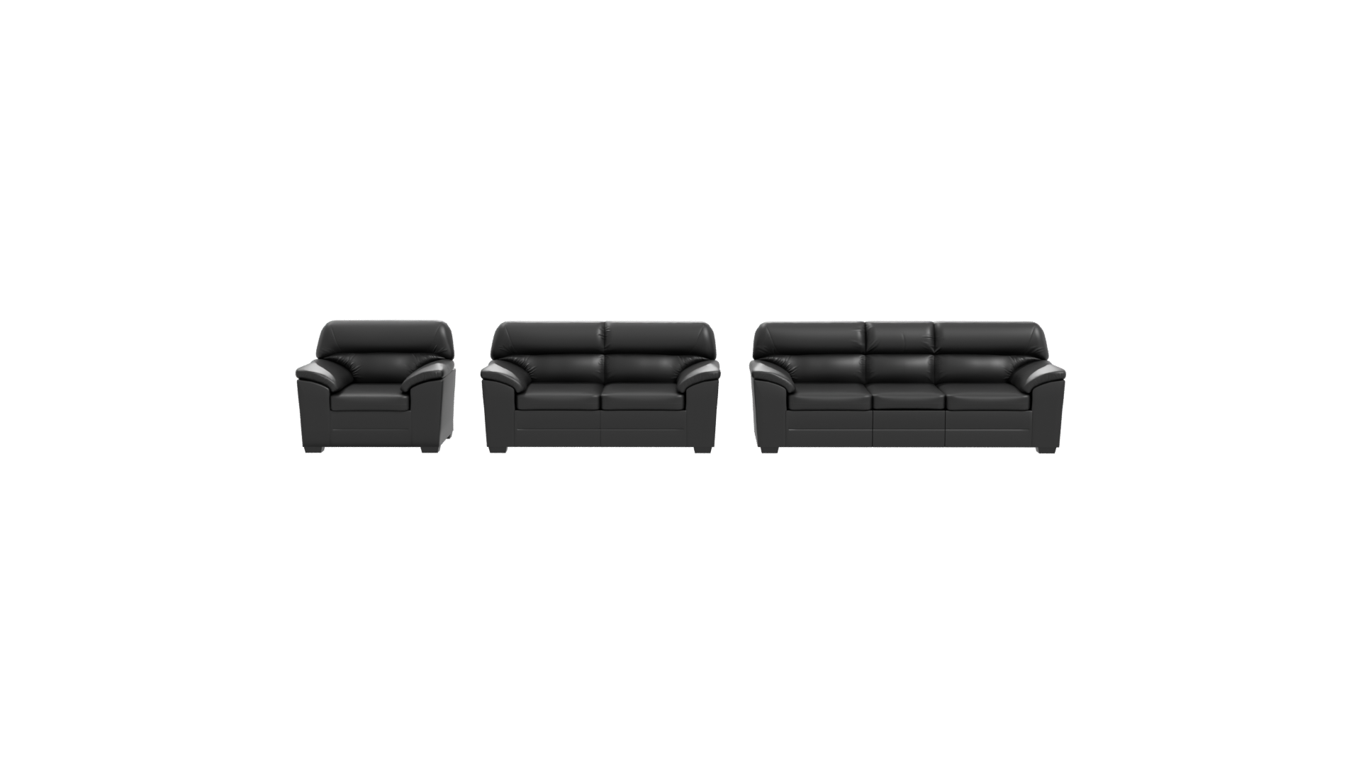 Stylish Black Sofa Set 3D - Professional 3D Model Render 11