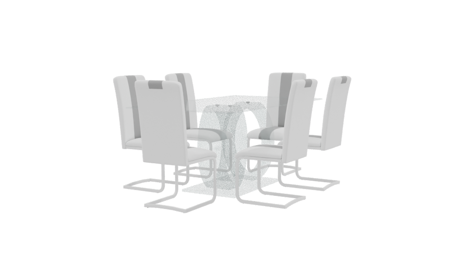 Contemporary Glass Dining Table Set - Professional 3D Model Render 9