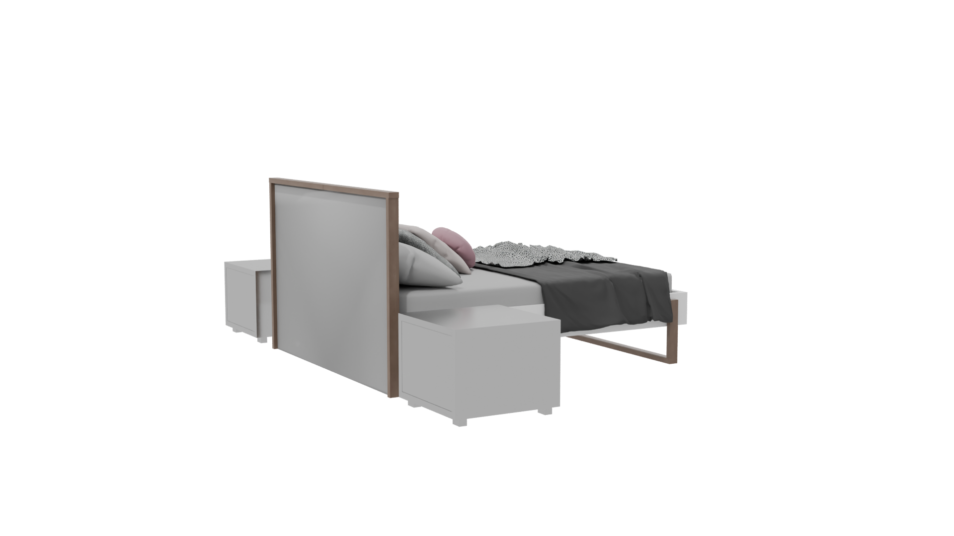 Modern Queen Bed with Nightstands 3D - Professional 3D Model Render 19