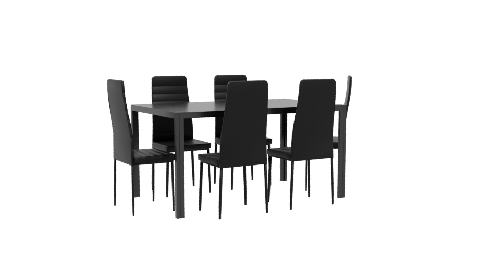 Sleek Modern Dining Table with Chairs 3D Model - Professional 3D Model Render 4