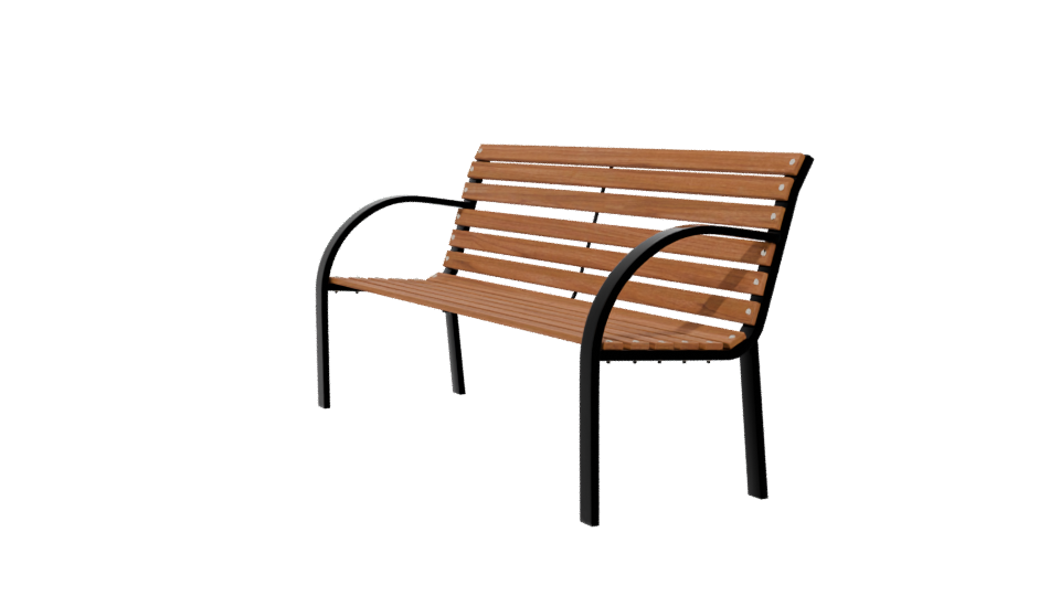 Stylish Outdoor Wooden Bench 3D Model - Professional 3D Model Render 13