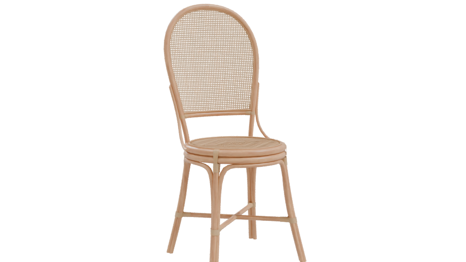 Stylish Cane Back Dining Chair - Professional 3D Model Render 10