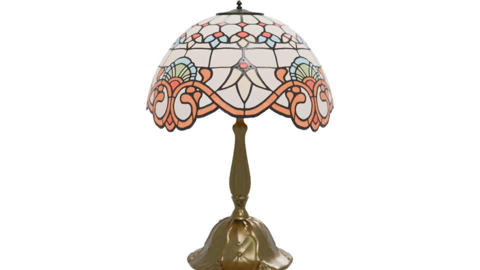 Vintage Stained Glass Table Lamp - Professional 3D Model Render 12