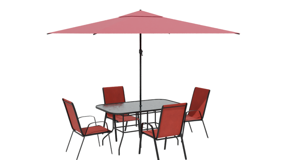 Stylish Outdoor Dining Set with Umbrella 3D Model - Professional 3D Model Render 13