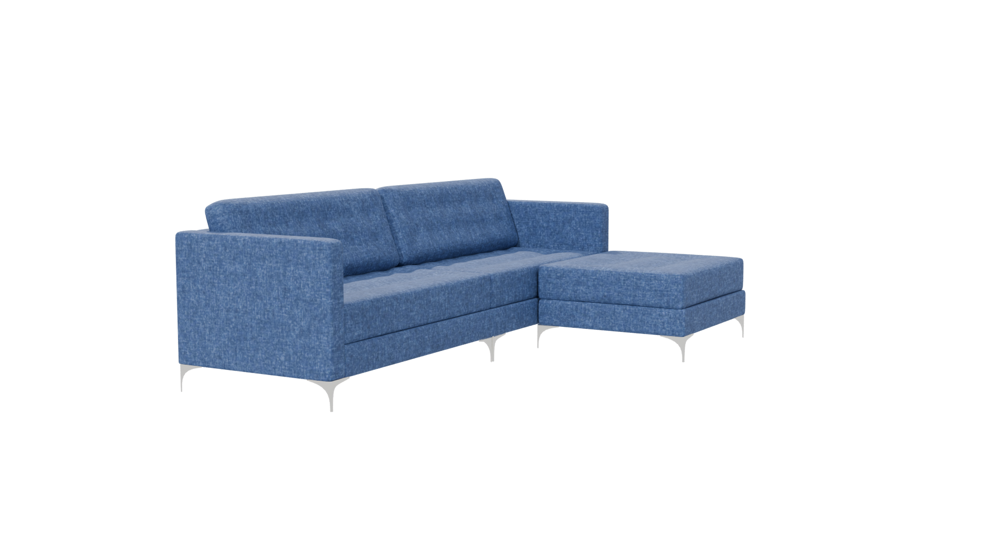 Stylish Blue Sectional Sofa - Professional 3D Model Render 6