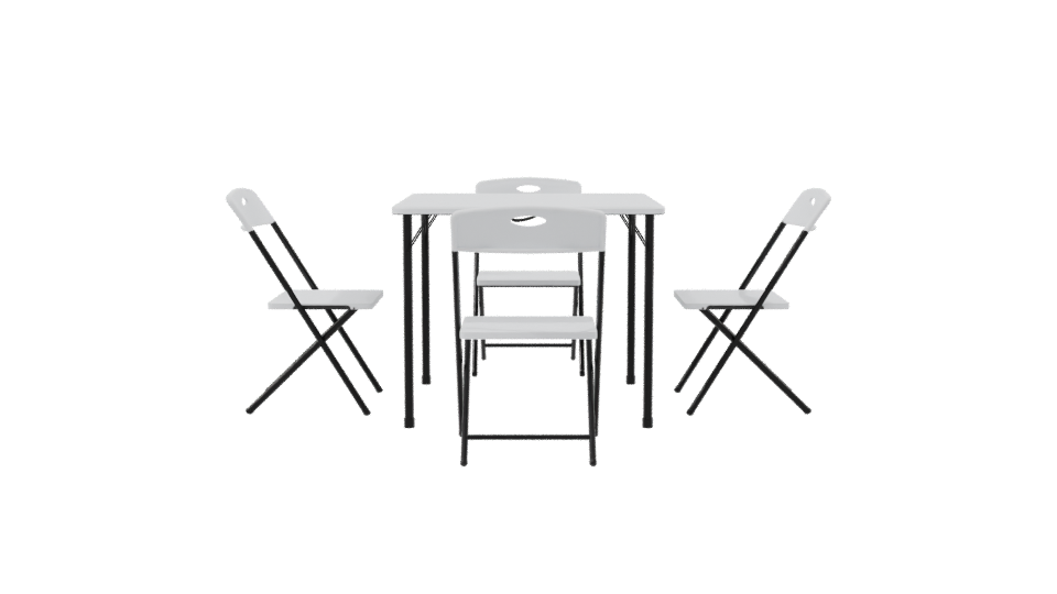 Minimalist Folding Table Set 3D - Professional 3D Model Render 8