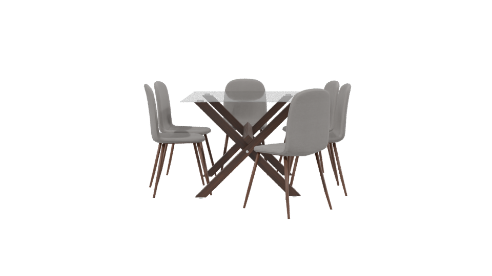 Stylish Glass Top Dining Set - Professional 3D Model Render 2