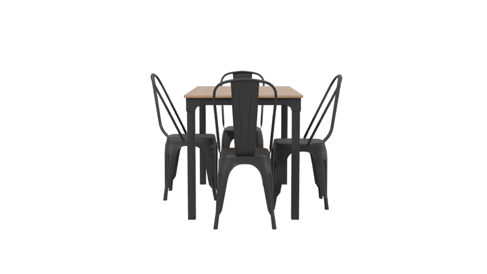 Stylish Wooden Dining Table Set - Professional 3D Model Render 2