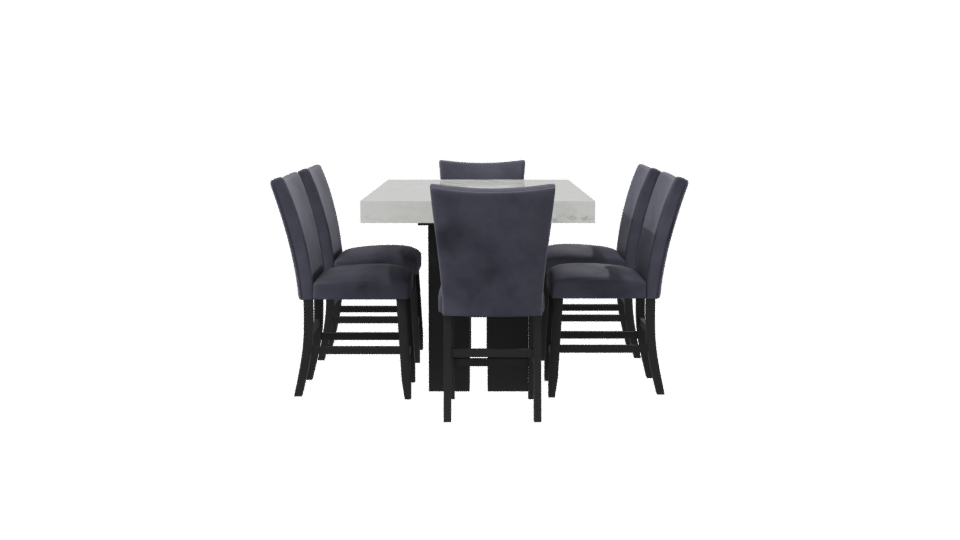 Elegant Rectangular Dining Table Set - Professional 3D Model Render 8