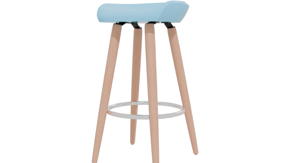 Contemporary Bar Stool with Wooden Legs 3D Model - Professional 3D Model Render 12