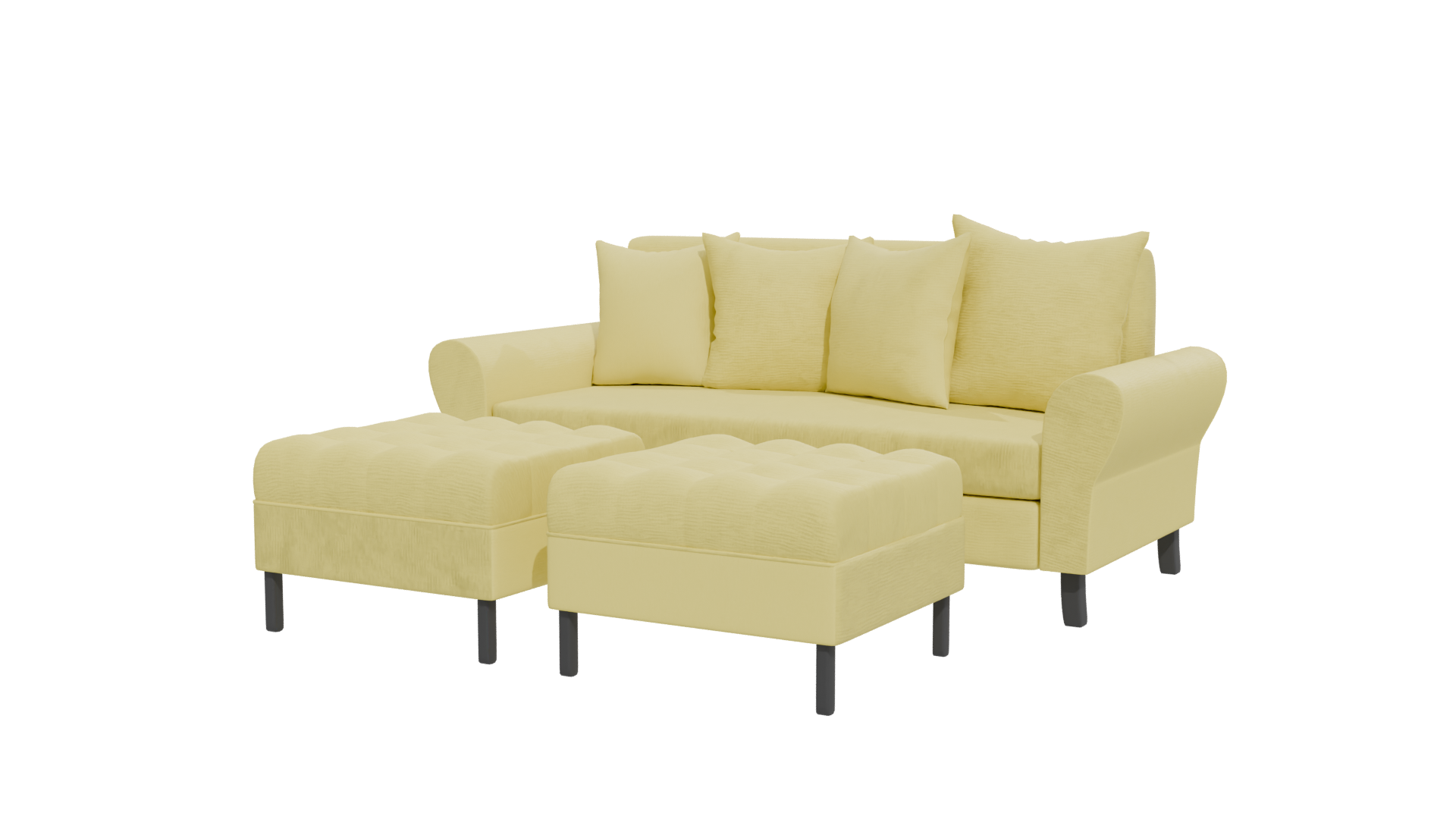 Stylish Yellow Corner Sofa 3D Model - Professional 3D Model Render 24