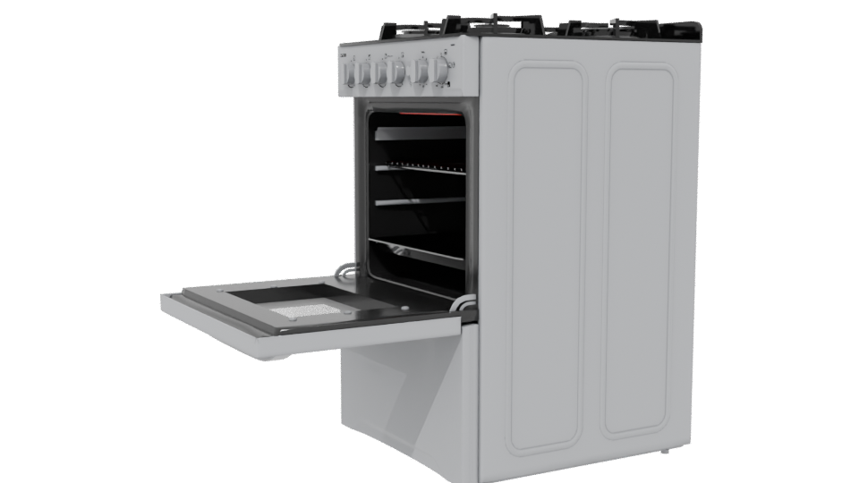 Sleek Stainless Steel Gas Range Oven 3D Model - Professional 3D Model Render 13