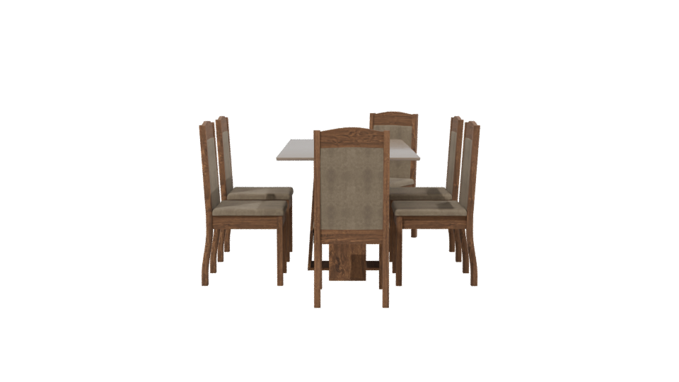 Stylish Wooden Dining Set Model - Professional 3D Model Render 2