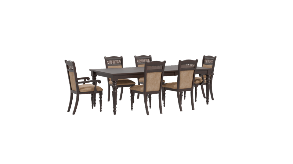 Elegant Wooden Dining Table Set 3D Model - Professional 3D Model Render 10