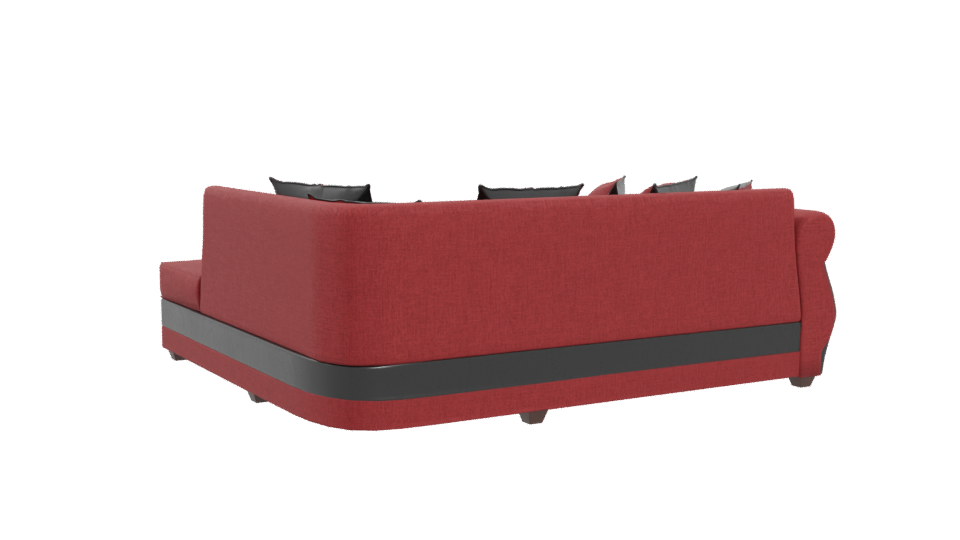 Stylish Red Fabric Sofa with Cushions 3D Model - Professional 3D Model Render 4