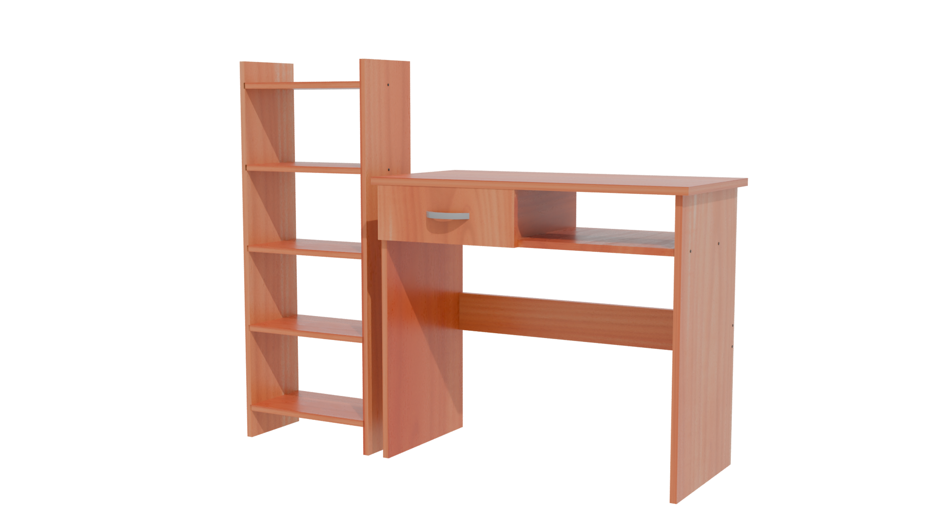 Stylish Wooden Desk and Shelf Set 3D Model - Professional 3D Model Render 12