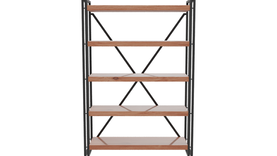 Industrial Style Wooden Shelving Unit - Professional 3D Model Render 11