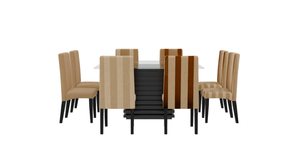 Elegant Glass Dining Table with Upholstered Chairs - Professional 3D Model Render 8