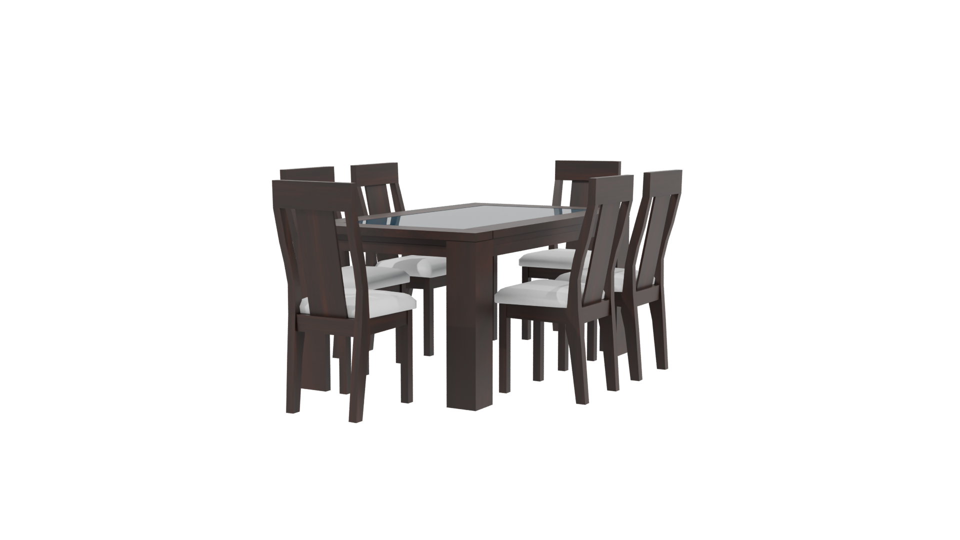 Stylish Wooden Dining Table Set - Professional 3D Model Render 3