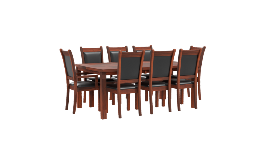 Elegant Wooden Dining Table with Chairs Set 3D Model - Professional 3D Model Render 10