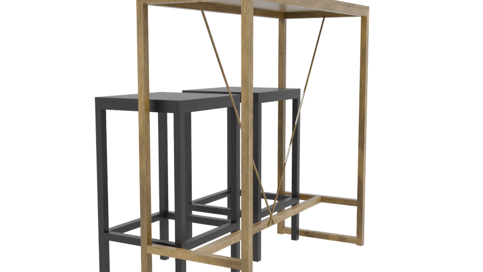 Industrial Bar Table Set 3D - Professional 3D Model Render 3
