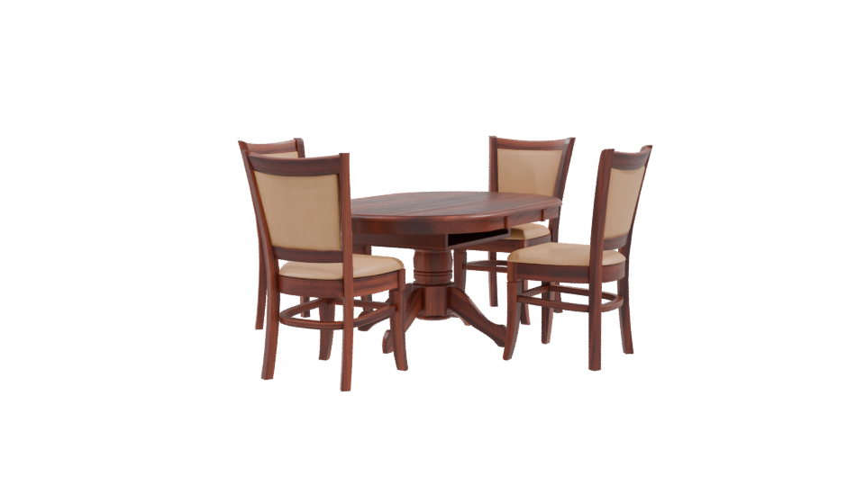 Elegant Round Wooden Dining Table Set 3D Model - Professional 3D Model Render 9
