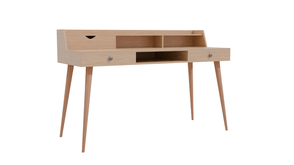 Minimalist Wooden Office Desk 3D Model - Professional 3D Model Render 10