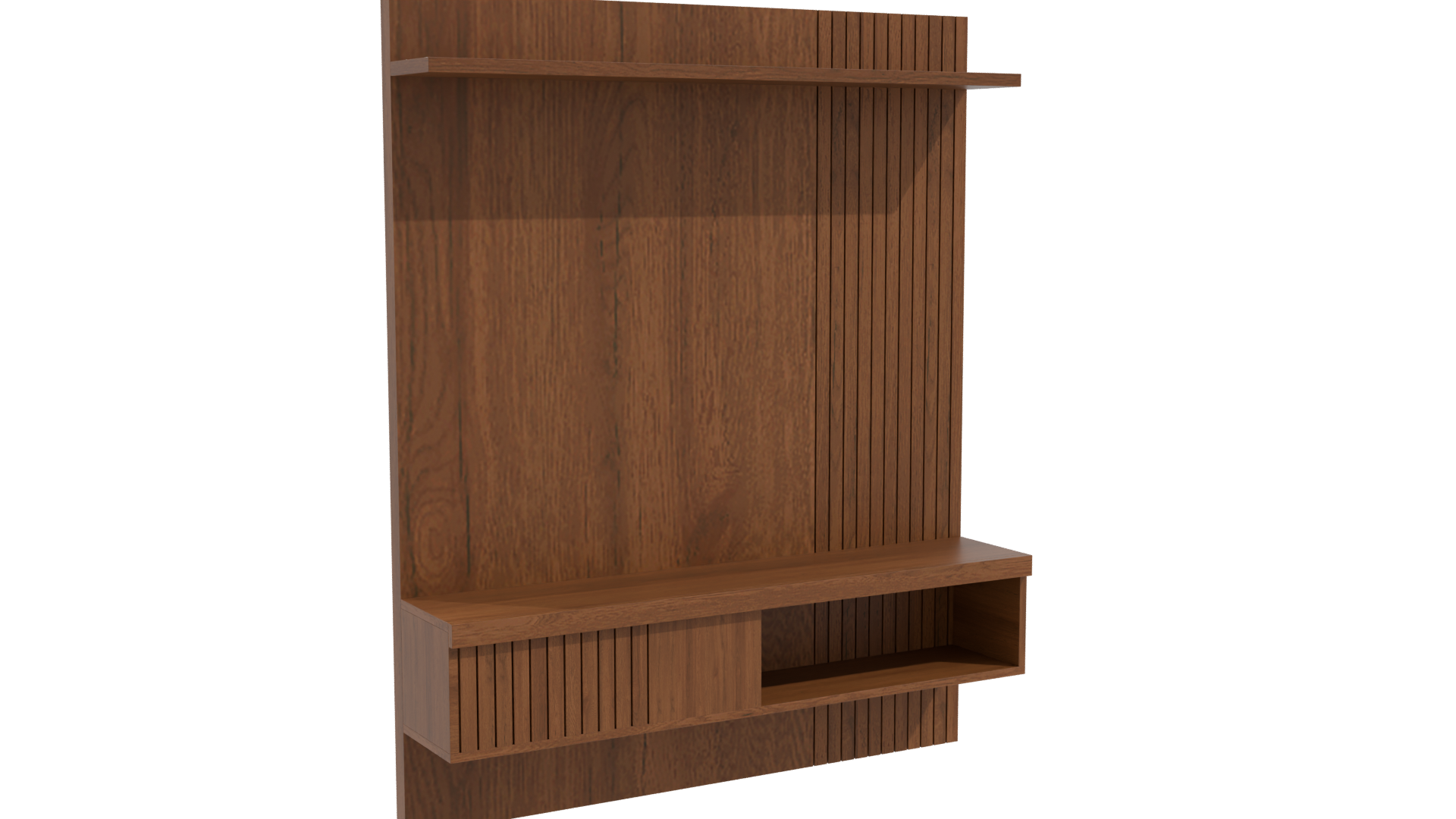 Stylish Wooden Wall-Mounted Storage Unit 3D Model - Professional 3D Model Render 2