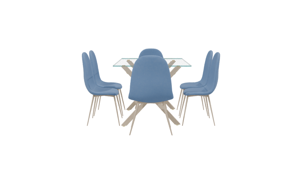 Stylish Glass Dining Table Set - Professional 3D Model Render 2