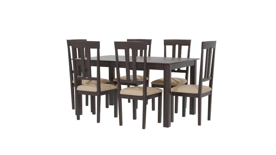 Elegant Wooden Dining Table Set - Professional 3D Model Render 6