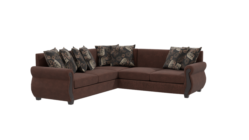 Bolonia Coffee Fabric Sectional Sofa 3D - Professional 3D Model Render 9