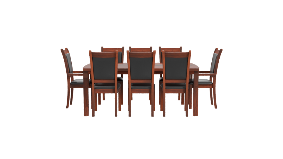 Elegant Wooden Dining Table with Chairs Set 3D Model - Professional 3D Model Render 11